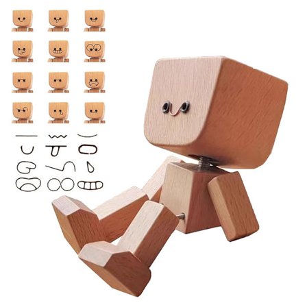 Rystende Træmand Figur med 12 stk. Magnetiske Udtryk Ha