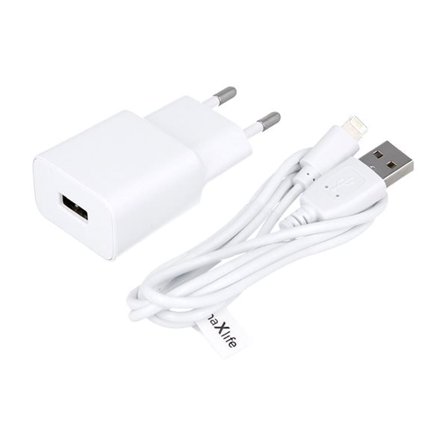 Maxlife iPhone Lader MXTC-01 med 1A USB-utgang og Lightning-kabel