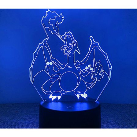 SBSG Anime Pokémon 3D Nattlampa USB Sänglampa Touch Fjärrkontroll Kreativ Presentlampa E Svart Touch 7 Färger