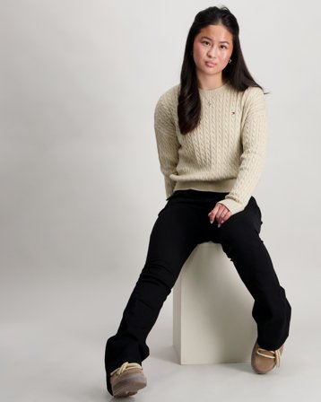 Tommy Hilfiger CABLE SWEATER Beige Trøjer Pige - Kids Brand Store