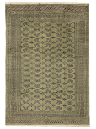 Hand Knotted Pakistan Bokhara 2Ply Rug 247X356 Wool Dark Yellow/Dark Green Large
