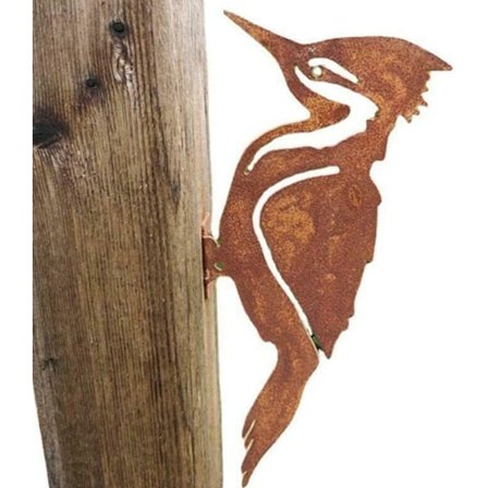 Rusten Metall Hagedekor, Hakkespett, Fuglegjerde, Utendørs Kunststatue, Landlig Hagedekorasjon, Hagedekor, Silhuett Ornament