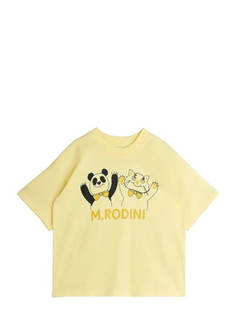 Mini Rodini Panda & Cat Sp Ss Tee - Yellow - 80/86