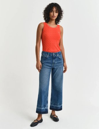GANT Cropped Flare Hem Detail Jeans - Blue - 28
