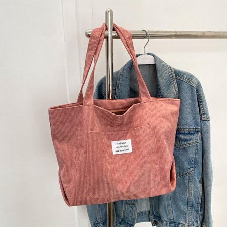 (Pink) Dame skuldertaske håndtaske fløjl tote taske stor kapacitet shopping taske, 1 stk