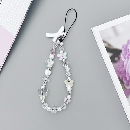 Sløyfe perler telefon anheng kjærlighet bjørn nøkkelring sjarm hengende tau