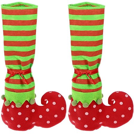 Tomte Strumpbyxor Bordstolsbensöverdrag för Juldekoration 2-pack