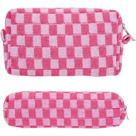 2 stk. ternet kosmetiktaske penalhus bærbar rejse toilet taske gitter pen tasker makeup børster opbevaringspose brevpapir organizer pose
