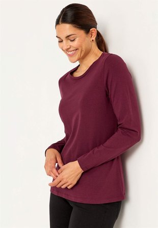 Cellbes of Sweden - Langermet jerseytopp i organisk bomull i vinrød for damer i størrelse 38/40