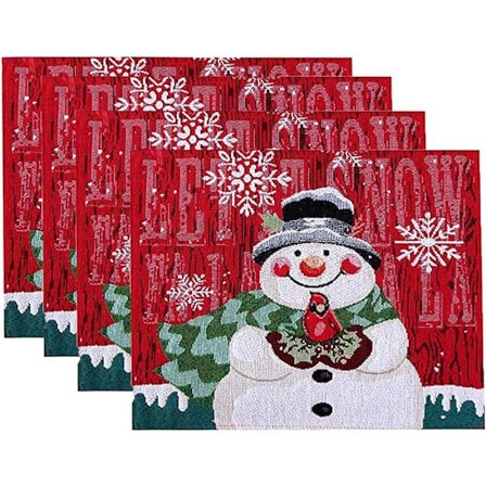 Julebordsmåtter - 4-pak - Julestemning - Vandtætte & varmebestandige - 25x35 cm - Perfekt til julebord og fest