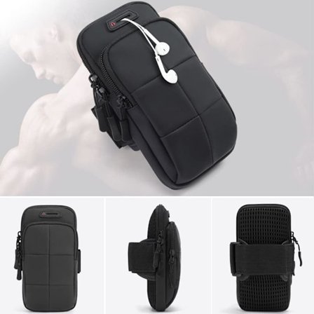 (Sort)Armbåndspung, Fitness Sport Armbåndsholder, Justerbar Arm