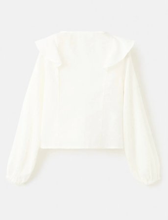 Mango Ruffled Lurex Blouse - White - 13-14