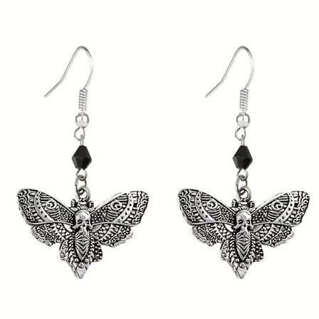 Örhängen Moth Onyx Insekt Månfas Moon Wicca Pagan Rostfri krok