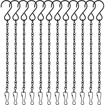 12-pakning svarte hengekjettinger med kroker og klemmer for fuglematere, vindklokker, lanterner - Kompatibel med hagedekor[JSR]‘-FY