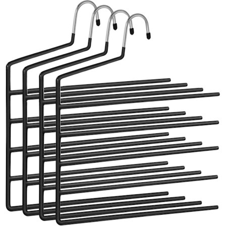 Pladsbesparende buksebøjler, sæt med 4, flere bøjler, åben ende, skridsikker, kompatibel med 5 par bukser hver,