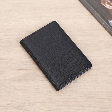 Ultratank ægte læderpung til mænd, tynd foldbar pung til kreditkort, lille pung til mænd, RFID ID-kortholder sort -RY