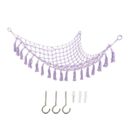 Lyslilla Vævet Trekant Træperle Kvast Legetøjsopbevaring Hængekøje Udstoppede Dyr Organizer