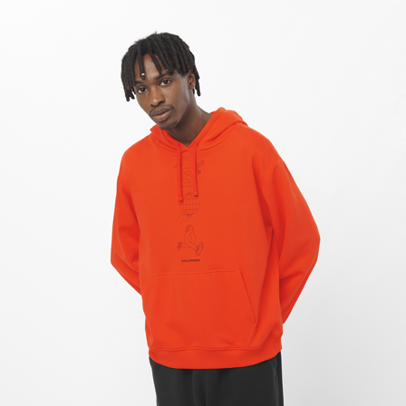 Salomon - couche intermédiaire pour homme Worthy Hoodie M - Cherry Tomato - L