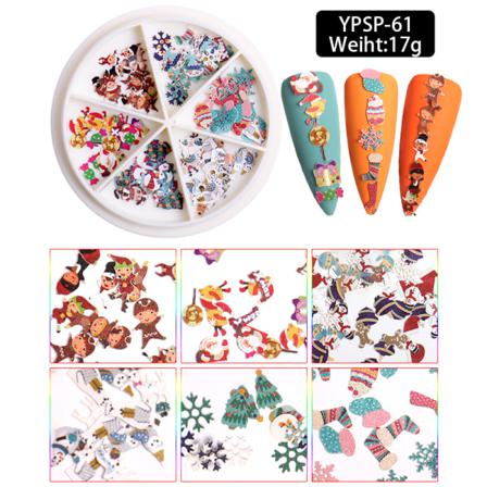 6 Grids Christmas Snowflakes Nail Sequins Halloween Slices 3d N
