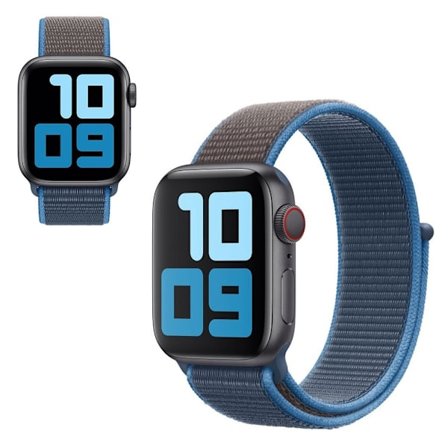 Apple Watch Series 5 40mm solid color nylon klockarmband - Ice blå / mörkgrå
