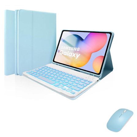 Fodral för Samsung Tab A9 Plus 11 tum Färgglatt Bakgrundsbelyst Bluetooth Tangentbord Pennhållare Läderfodral + Mus