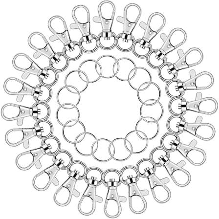 Nyckelringsvridkrokar, 200 st Nyckelringshårdvara Metallvridkarbinhake Snodd