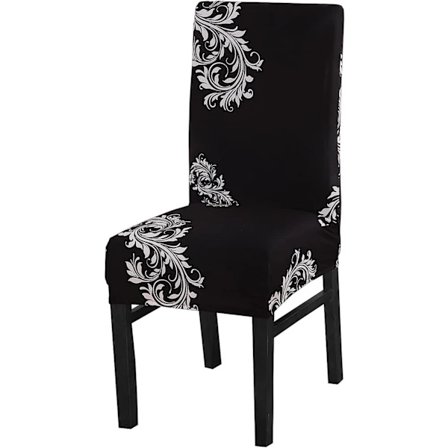 Stolsöverdrag Set om 6 Svart Vit Vinge Fribärande Hög Rygg Matsalsstol Överdrag Elastisk Stretch Spandex Stol Pr