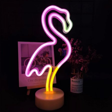 Flamingo neon skylt Rosa Flamingo present till kvinnor LED neonljusskylt för sovrum Flamingo ljus för flickor Rumsinredning USB/batteri