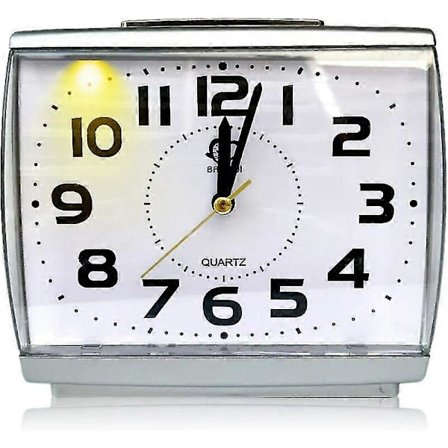 Analog Vekkerklokke - Stor Firkantet Stille Urverk med Nattlys, 14cm Størrelse, Krever Batteri