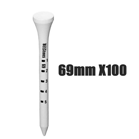 100st Golf Trä Tees Vit Randig Golf Tee 69MM 69MM
