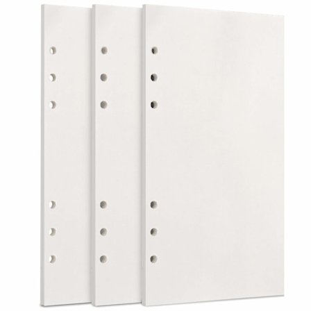 A6 Refill Paper, 3 Pakker 100GSM Tykt Refillable Paper 6 Hull Fyllstoff Innlegg Løsark Paper 135 Ark (270 Sider) for 6 Ring Notebook-Blank Paper