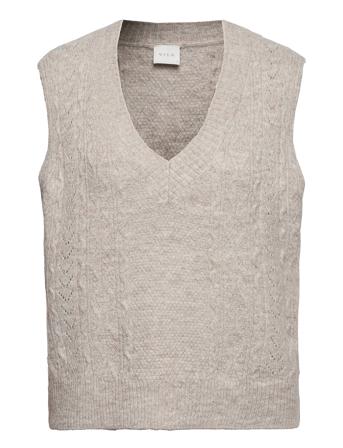 Vicleo S/L Knit Vest/Su Beige Vila