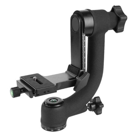 Professionell Gimbal DSLR Stativhuvud med UNC 1/4 Arca-Swiss Snabbfäste P