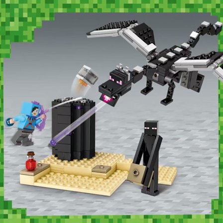 Kreativt Byggeklosssett – Klassisk Monteringsleke*Kampen mot Ender-dragen*