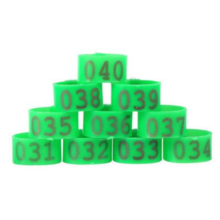 100X 16 mm Clip On Ben Band Ringar för kycklingar Ankor Höns Poultr Green