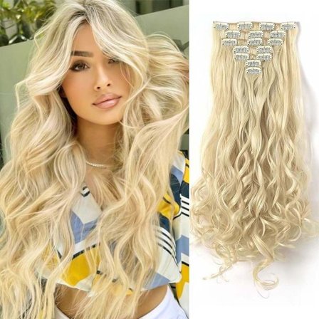 22 tums eleganta sexiga lockiga hårförlängningar 7 st/set 16 clips Long Curly Wave-Body Wave Hair Extensions Clip in hair extensions