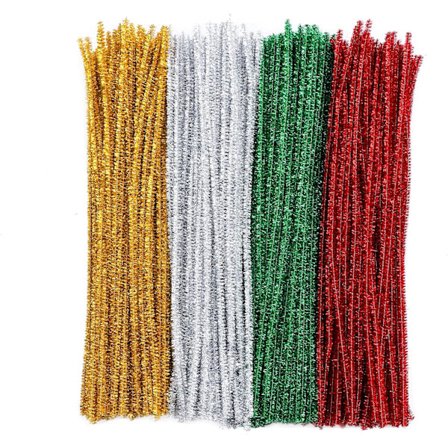 400 stycken glitterpiprensare för pyssel - Chenillepiprensare i blandade färger för barn, DIY-pyssel, Halloween, juldekoration