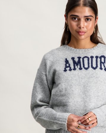 Creamie Pullover Knit Gris Pulls Fille - Kids Brand Store