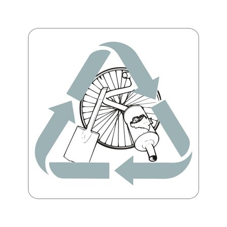 Decal, metal/scrap, grey