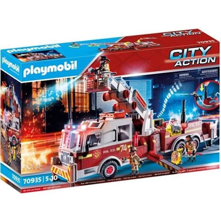 PLAYMOBIL 70935 Brandbil med stege, City Action, Brandmän, 113 stycken, 5 år och uppåt