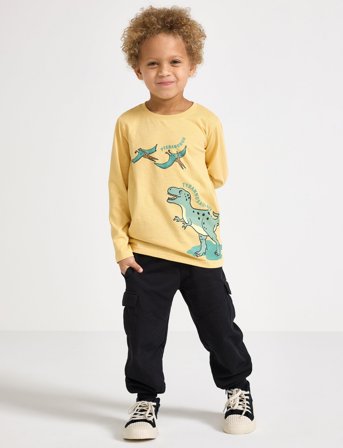 Lindex Trousers Cargo Jersey Ss25 - Black - 98