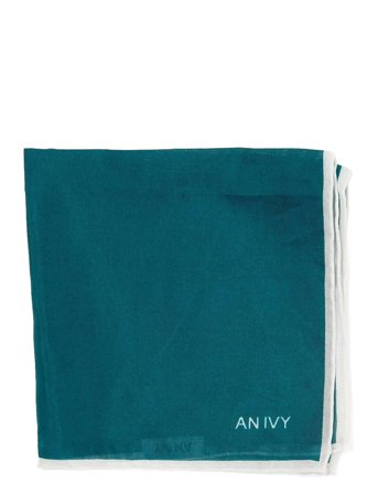 AN IVY | Bottle Green White Borders Silk Pocket | ONE SIZE