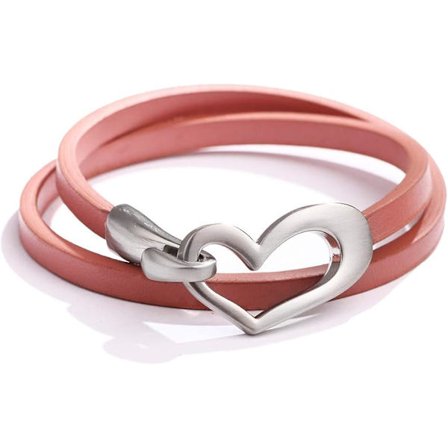 1 stk. Hjerteformet Lærarmbånd for Kvinner, Wrap Stackable Armbånd, Love Punk Mansjett, Håndlaget Smykke, Valentinsdagsgave