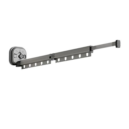 Foldbar Klesstativ i Aluminium, Svarte Kleshengere, Veggmontert Stativ, Tørkestativ, Sugkoppmontering, M