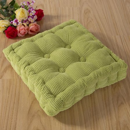 2 st golvkuddar, fyrkantig och rund meditationskudde, manchestertyg sittkudde, dekorativ stolskudde (15,8×15,8 tum ×40 cm, grön, fyrkantig)