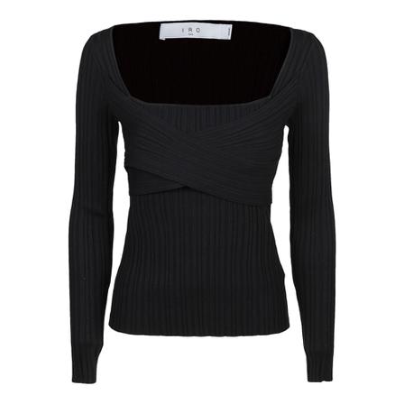 IRO Amarok square-neck ribbed sweater Sort, Dame