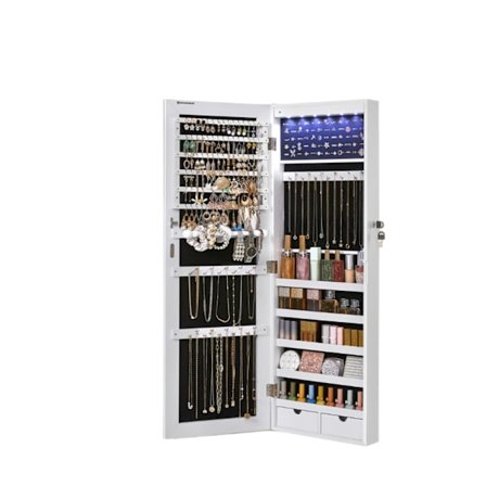 Rootz Mirror Jewelry Cabinet - Hängande spegelskåp - Väggskåp - LED -belysning - 37 cm x 9,3 cm x 108 cm