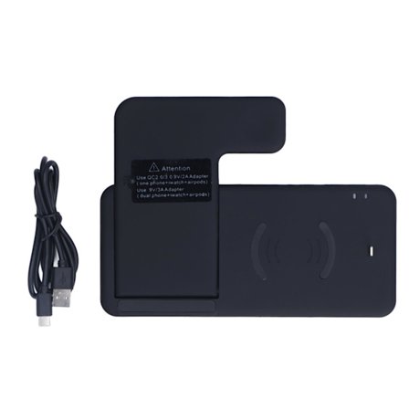 4 i 1 trådlös laddare Qi-certifierad trådlös laddningsstation för iPhones för IOS Watch Svart
