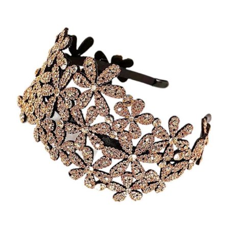 Glitrende Rhinestone Hårbøjle med Tænder Glitter Blomster Hårbøjle til Fester