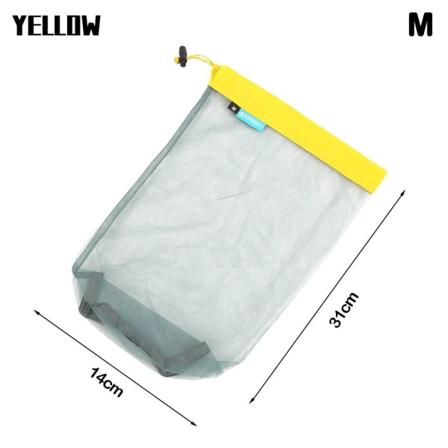 1 kpl Mesh Säilytyspussi Ulkoilutarvikkeille Pussi KELTAINEN M Yellow M